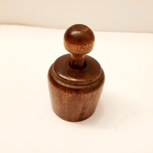 Primitive Wooden Butter Press, Wheat Design, Miniature 2.5 Inches Tall